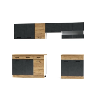 Kuchyně PIETRUS 200/260 cm, antracit/dub craft