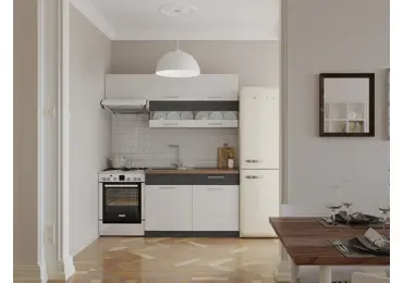 Kuchyně RUTHIN 120/180 cm, bílý lesk/grafit mat