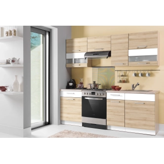 Kuchyně RUTHIN 160/220 cm, buk/bílý lesk