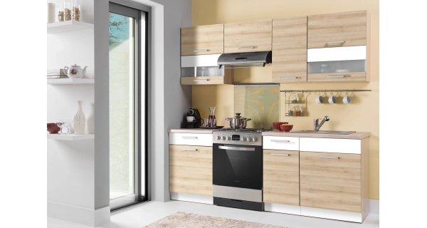 Kuchyně RUTHIN 160/220 cm, buk/bílý lesk