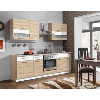 Kuchyně RUTHIN 240/180 cm, buk/bílý lesk