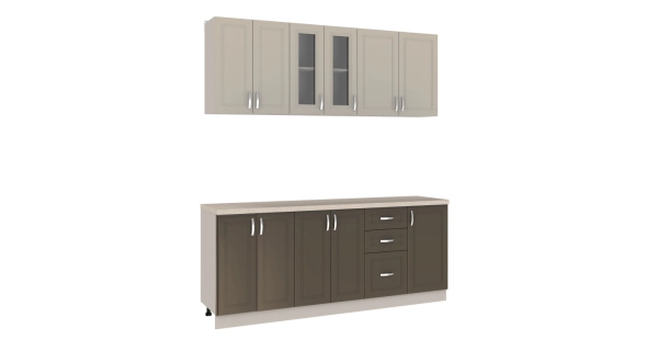 Kuchyně SOLLON 200 cm, latte lesk/irish lesk