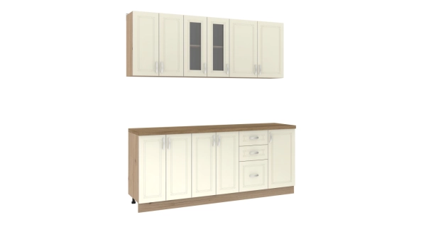 Kuchyně SOLLON 200 cm, slonová kost lesk