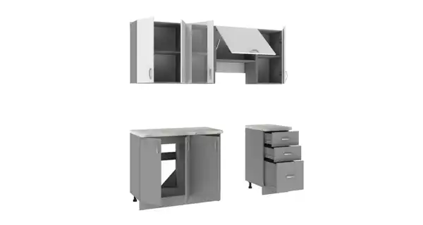 Kuchyně VALSON 140/200 cm, strukturní bílá/lávově šedá