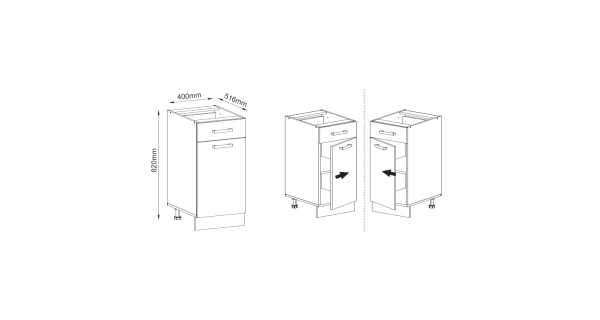 Kuchyně VIVIANA 180/240 cm, korpus: bílý, dvířka: dub craft zlatý/matera