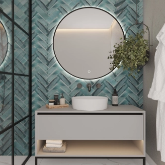 Kulaté zrcadlo ERISTOTE s LED osvětlením, průměr 80 cm