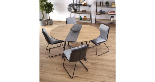 Kulatý jídelní stůl COMAGENA, dub zlatý/antracit