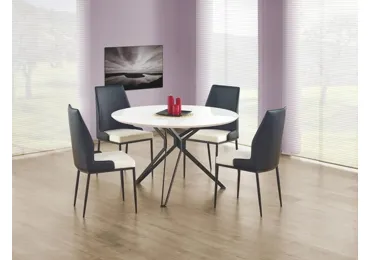 Kulatý jídelní stůl LASIA, bílá/černá