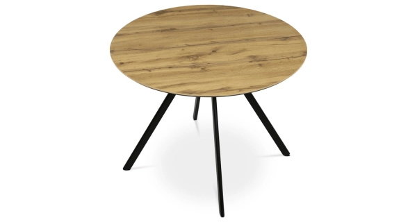 Kulatý jídelní stůl MORXER, 100x100x76 cm, dub/černá