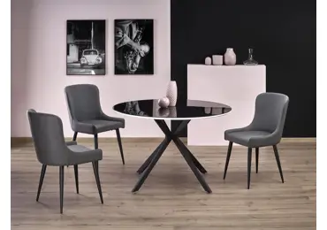 Kulatý jídelní stůl RHENUS, černo-bílá