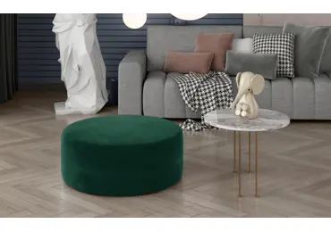 Kulatý taburet BREVIFOLIA, zelená látka