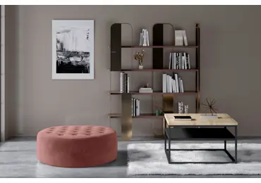 Kulatý taburet YKELI, růžová látka