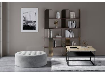 Kulatý taburet YKELI, světle šedá látka