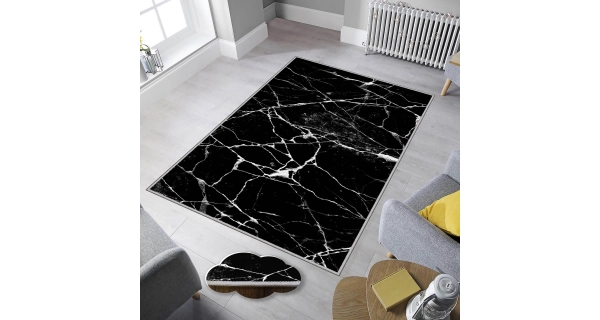 Kusový koberec do předsíně, černý mramor, 80 x 150 cm 