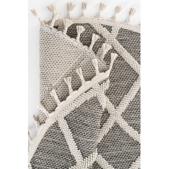 Kusový koberec, kulatý, syntetický, bez vlasu, šedý, vzorovaný, 100 cm 