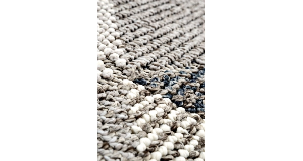 Kusový koberec, kulatý, syntetický, bez vlasu, vzorovaný, šedý, 100 cm