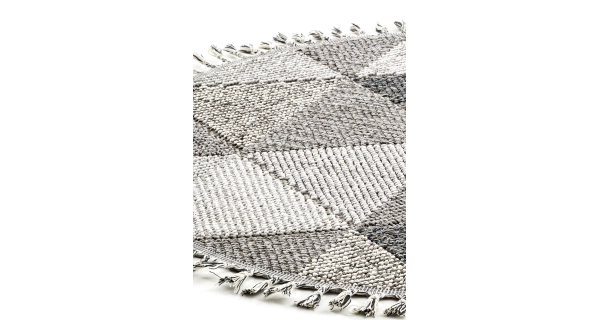 Kusový koberec, kulatý, syntetický, bez vlasu, vzorovaný, šedý, 100 cm