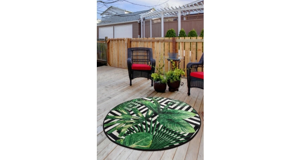 Kusový koberec, kulatý, syntetický, s nízkým vlasem, zelený, 100 cm