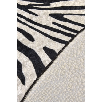 Kusový koberec, syntetický, protiskluzový, nízký vlas, bílý/černá, 140 cm 