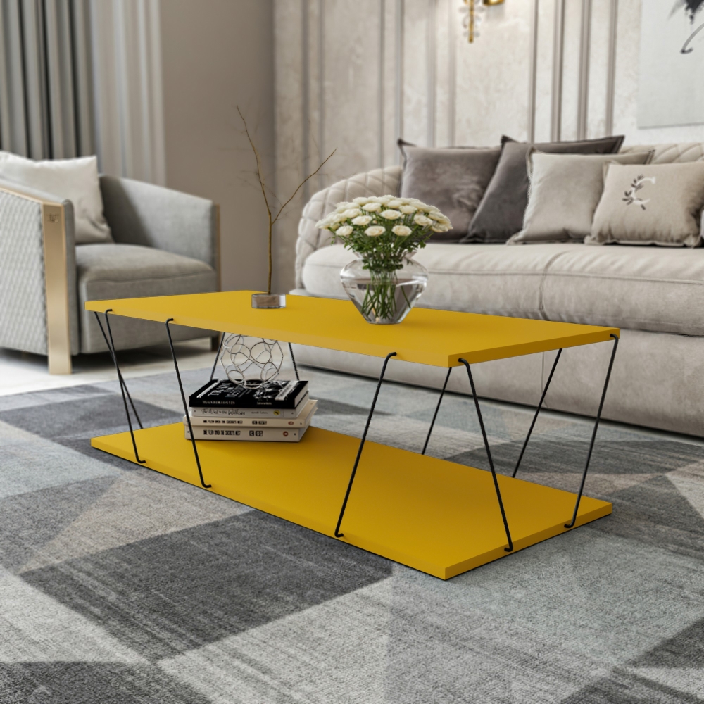 Levně Konferenční stolek BEATRIX, žlutá/černá