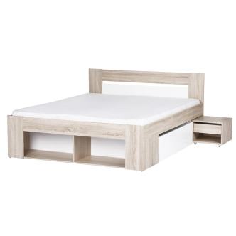 LANAI, postel 140x200 cm, dub sonoma/bílá