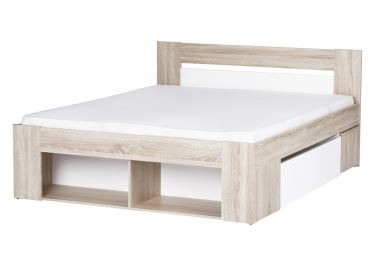 LANAI, postel 160x200 cm, dub sonoma/bílá