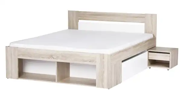 LANAI, postel 160x200 cm, dub sonoma/bílá