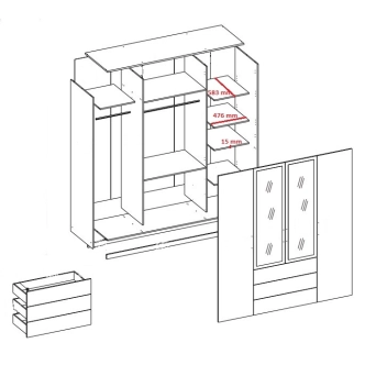 LANAI, šatní skříň, dub sonoma/bílá