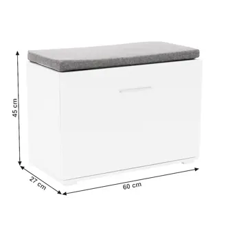 Lavice s botníkem KYTROS, bílá/šedá