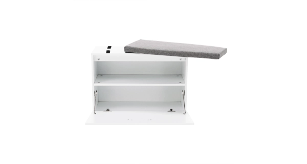 Lavice s botníkem KYTROS, bílá/šedá
