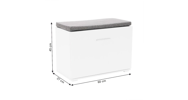 Lavice s botníkem KYTROS, bílá/šedá