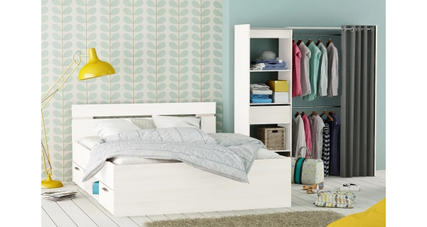 LETENYE, postel 140x200 cm, bílá