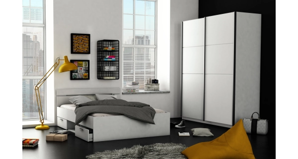 LETENYE, postel 140x200 cm, bílá