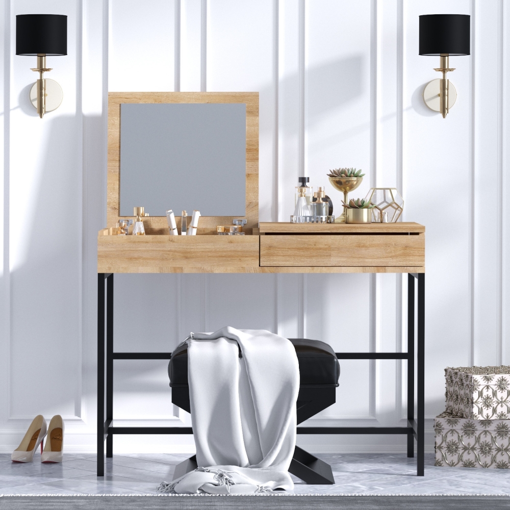 Toaletní stolek BERINGO , dub/černá