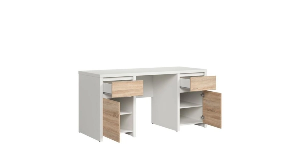LOBATES psací stůl 2D2S, bílá/dub sonoma, 5 let záruka