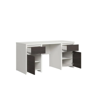 LOBATES psací stůl 2D2S, bílá/wenge, 5 let záruka