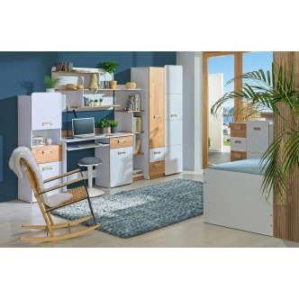 LOLLAND noční stolek, bílá/dub nash, 5 let záruka