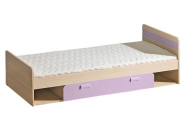 LOLLAND postel s úložným prostorem, jasan/fialová, 5 let záruka