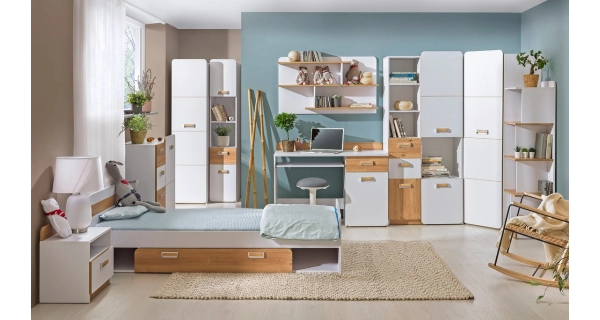 LOLLAND regál 2D1S, bílá/dub nash, 5 let záruka