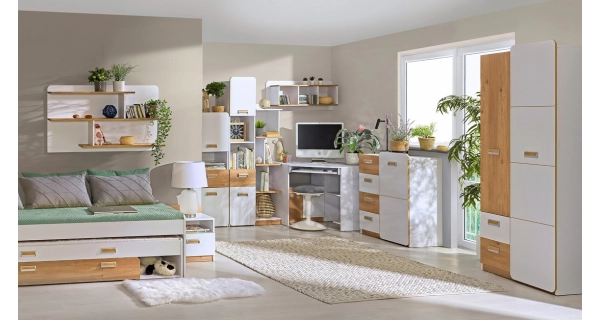 LOLLAND skříňka, bílá/dub nash, 5 let záruka