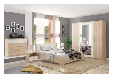 Ložnice KABIR 1 s postelí 160x200 cm, dub sonoma/bílá