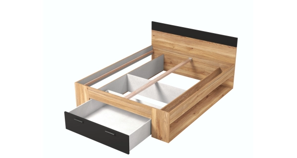 Ložnice MAGGIE s postelí 160x200 cm, dub mauvella/černá