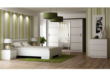 Ložnice SARON bílá (postel 160, skříň, komoda, 2 noční stolky)