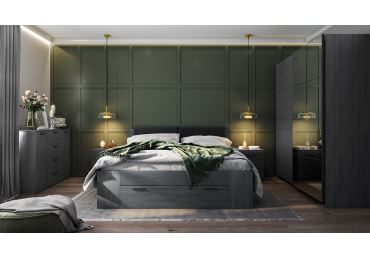 Ložnice ZANDER 1 s postelí 160x200 cm, dub carbon