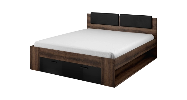 Ložnice ZANDER 1 s postelí 160x200 cm, dub monastery/černý lesk