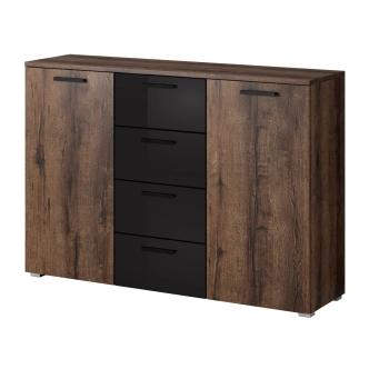 Ložnice ZANDER 1 s postelí 160x200 cm, dub monastery/černý lesk