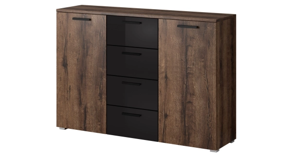 Ložnice ZANDER 1 s postelí 160x200 cm, dub monastery/černý lesk