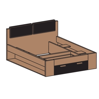 Ložnice ZANDER 2 s postelí 180x200 cm, dub monastery/černý lesk