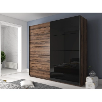 Ložnice ZANDER 2 s postelí 180x200 cm, dub monastery/černý lesk