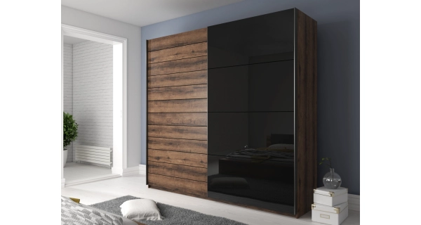 Ložnice ZANDER 2 s postelí 180x200 cm, dub monastery/černý lesk